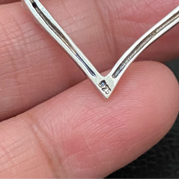 Vintage Signed 925 Italy Sterling Silver Open Heart CZ Pendant Necklace 6.4g - Picture 15 of 16